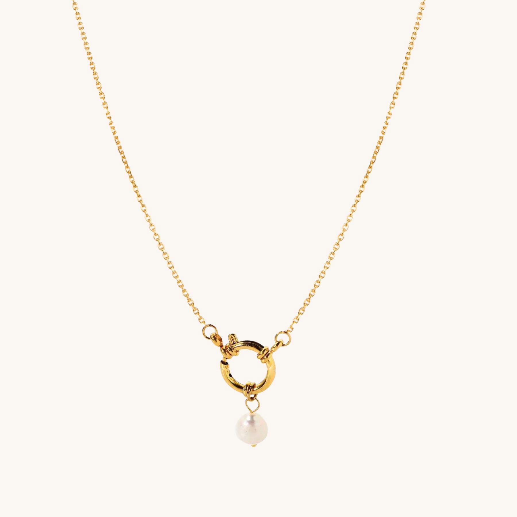 Sailor Buckle Pearl Necklace