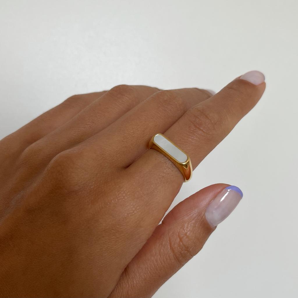 Tiny White Stamp Ring